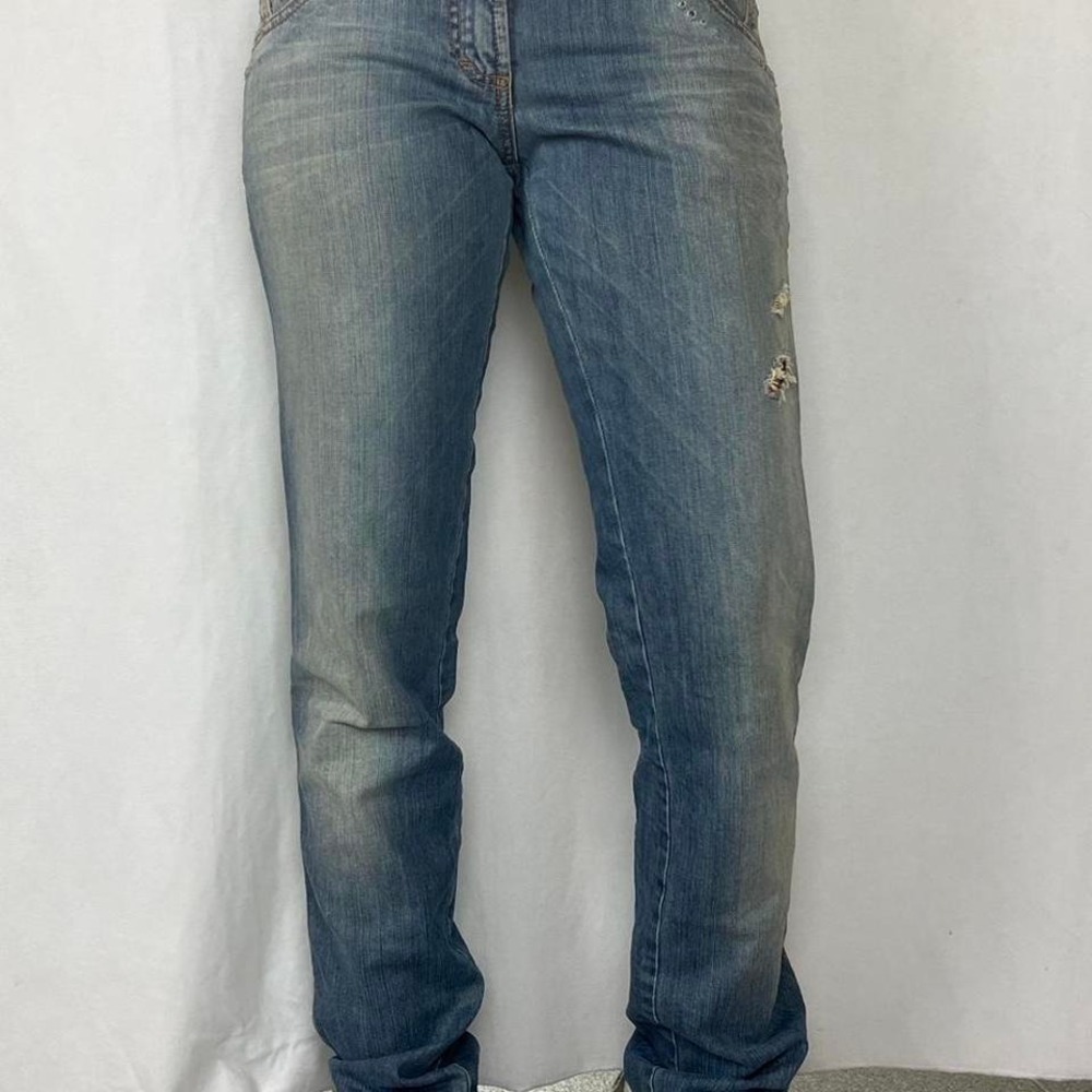 Euro Just Cavalli low rise blue distressed denim jeans